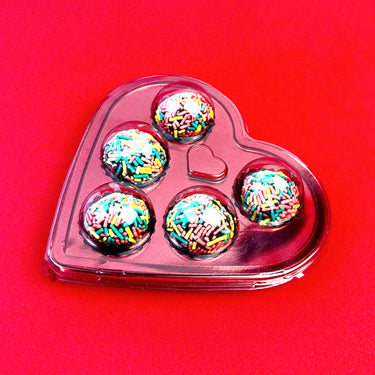 Estuche para Bombones Corazón Transparente/Rojo Metálico de 5 Cavidades (5 unidades)